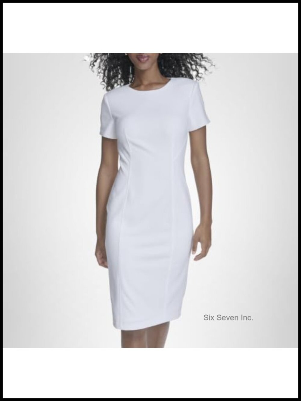 Seamed Scuba Crepe Sheath Dress 96% Polyester 4% Spandex Knee-Length